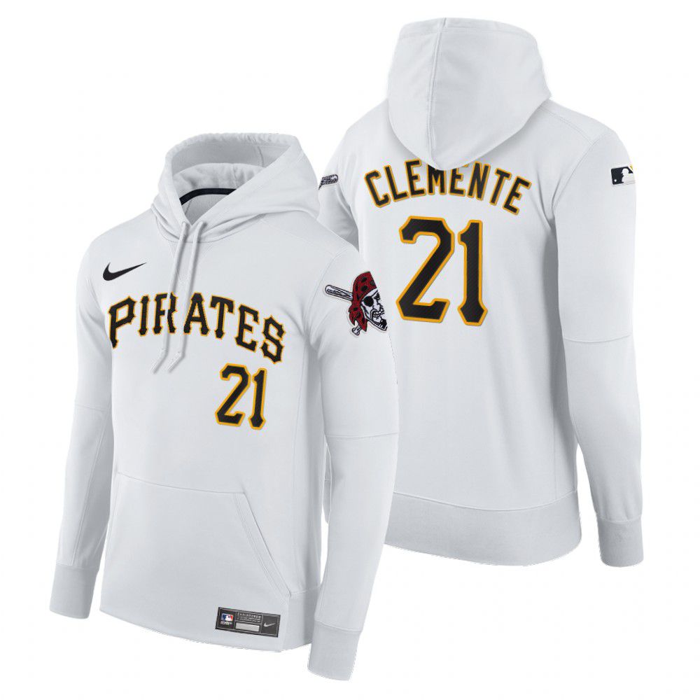 Men Pittsburgh Pirates 21 Clemente white home hoodie 2021 MLB Nike Jerseys